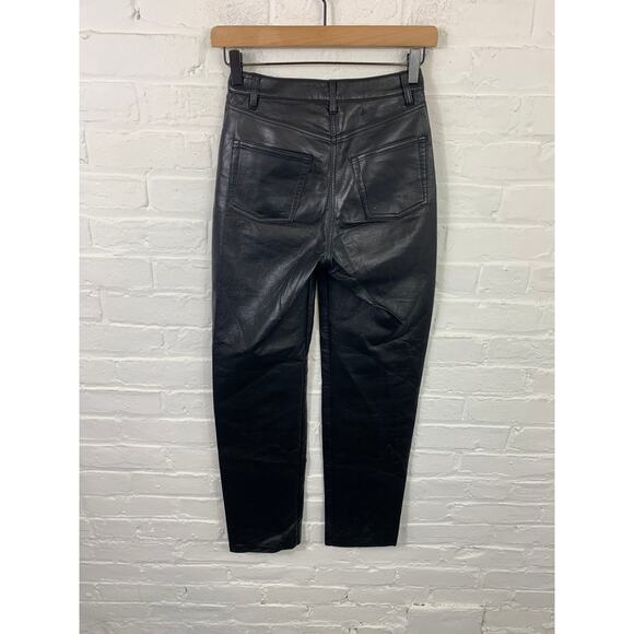 Aritzia Wilfred Women's The Melina Faux Leather Trouser Pants Black Size 00 - Picture 5 of 8